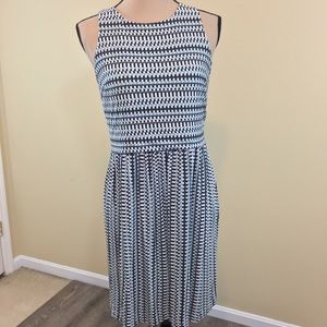Ann Taylor Loft Fit and Flare Striped Sleeveless